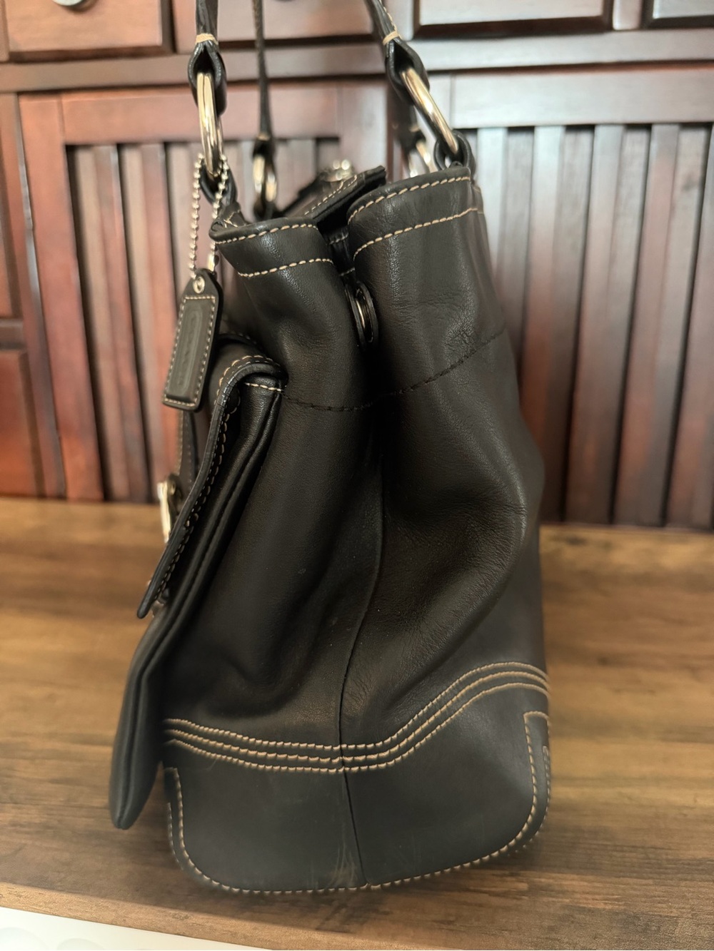 バッグ OLD COACH Soho Duffle 4082 Leather Tote Vintage Coach XL SoHo Tote - Gem